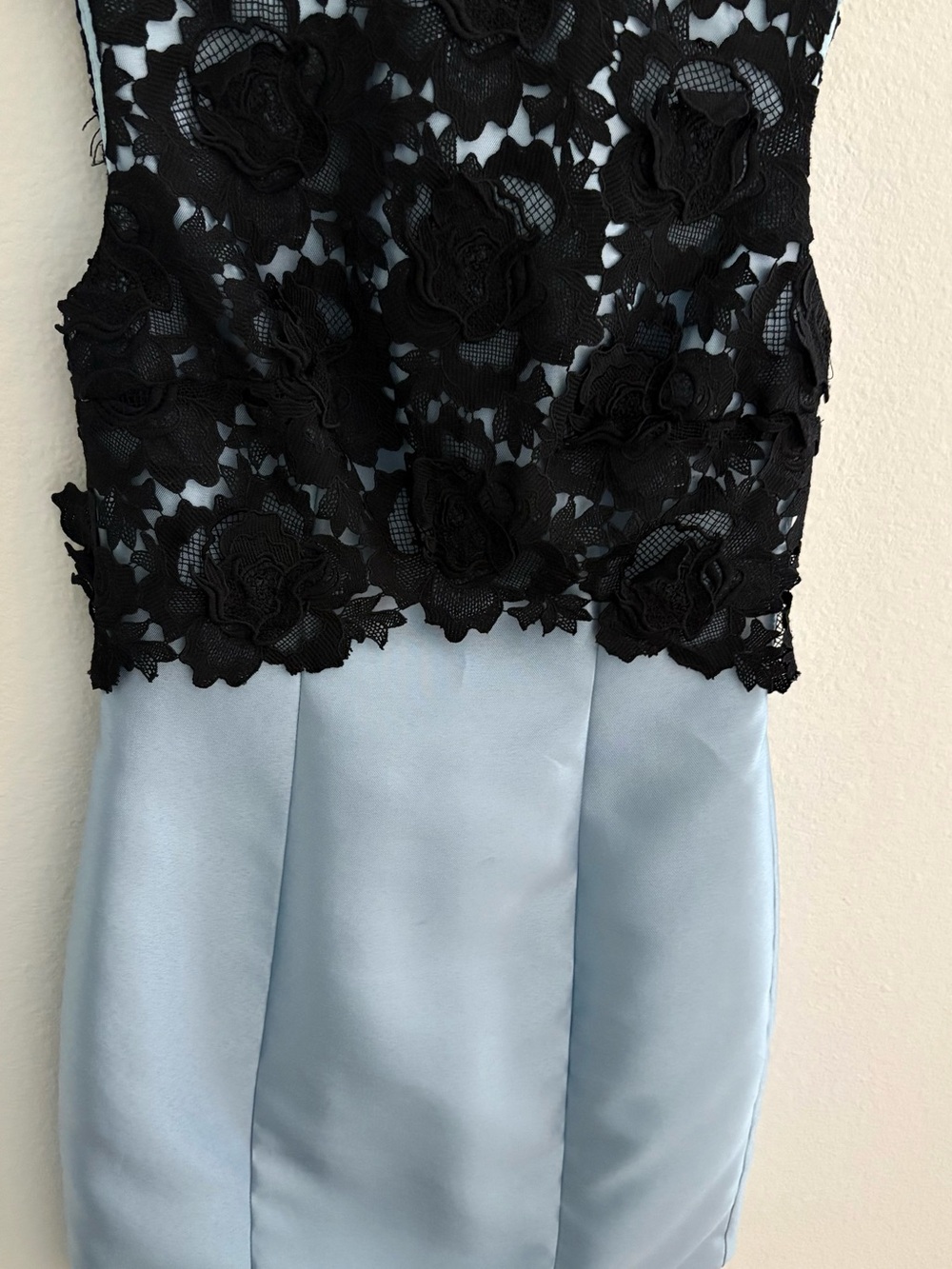 Cynthia Rowley Black Lace & Light Blue Mini Dress